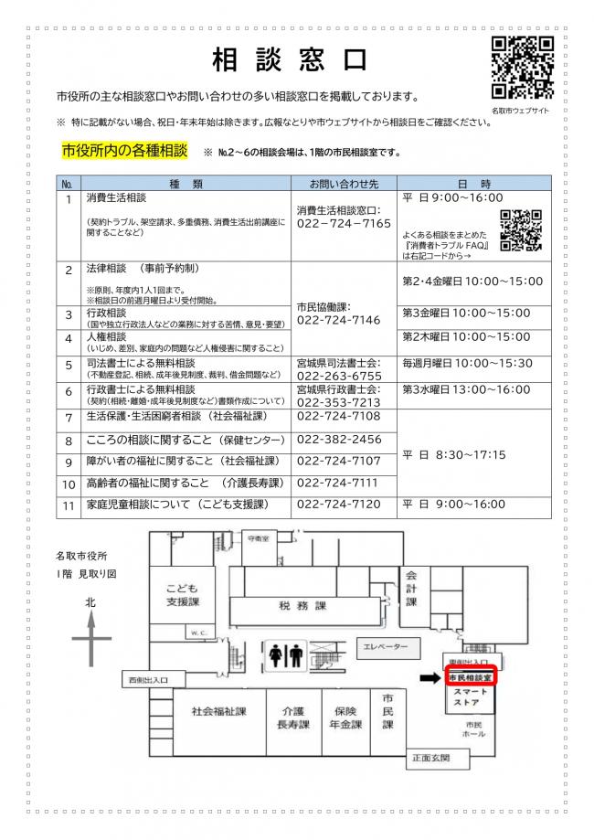 各種相談チラシ（表）