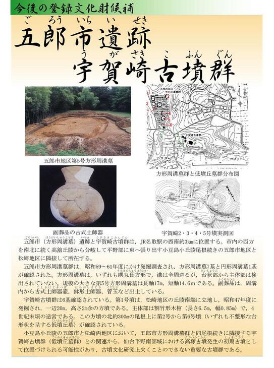 写真に続いて説明 五郎市遺跡宇賀崎古墳群の画像