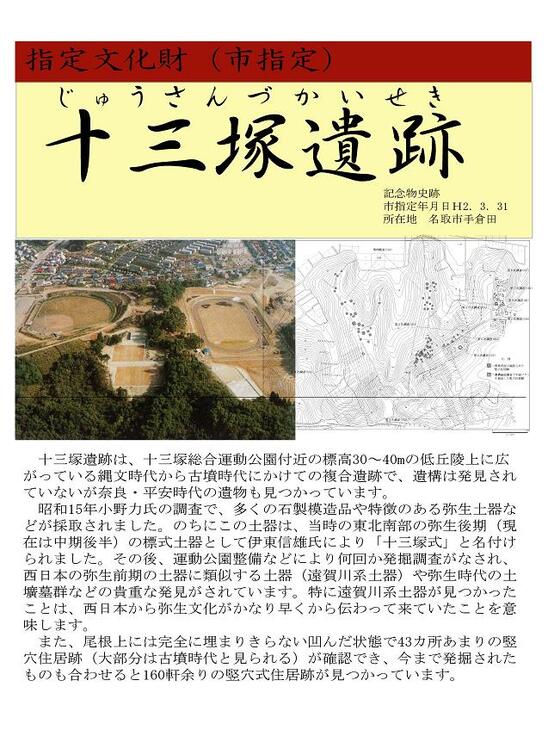 写真に続いて説明 十三塚遺跡の画像